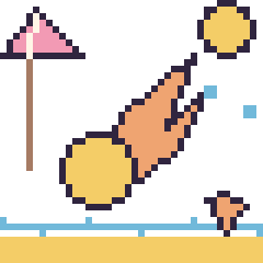 Pixel art Comète à la plage, grille 40 × 40