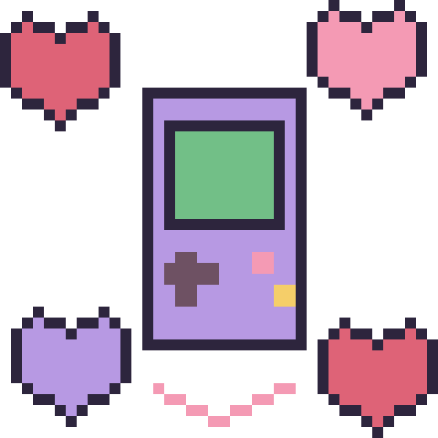 Modèle de pixel art Console avec des cœurs sur une grille de 40 par 40 cases