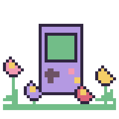 Pixel art Console dans le jardin, grille 40 × 40