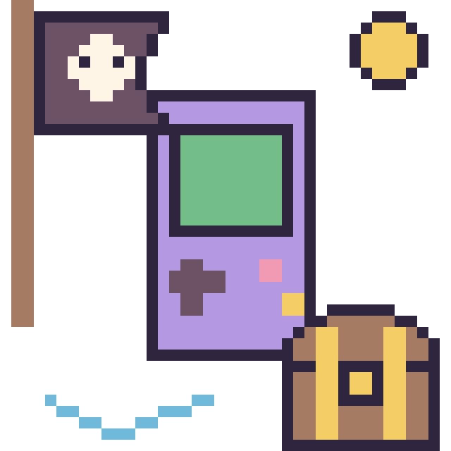 Modèle de pixel art Console en aventure pirate sur une grille de 40 par 40 cases