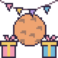Pixel art Cookie pour un anniversaire, grille 40 × 40