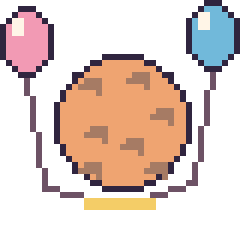 Pixel art Cookie avec des ballons, grille 40 × 40