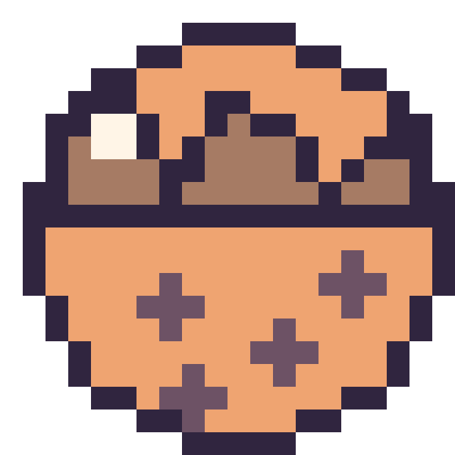 Modèle de pixel art Cookie au chocolat sur une grille de 20 par 20 cases