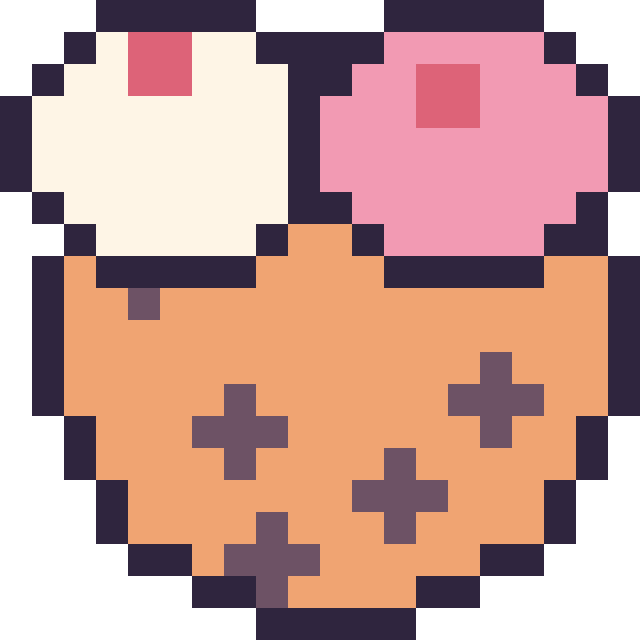 Modèle de pixel art Cookie double garniture sur une grille de 20 par 20 cases