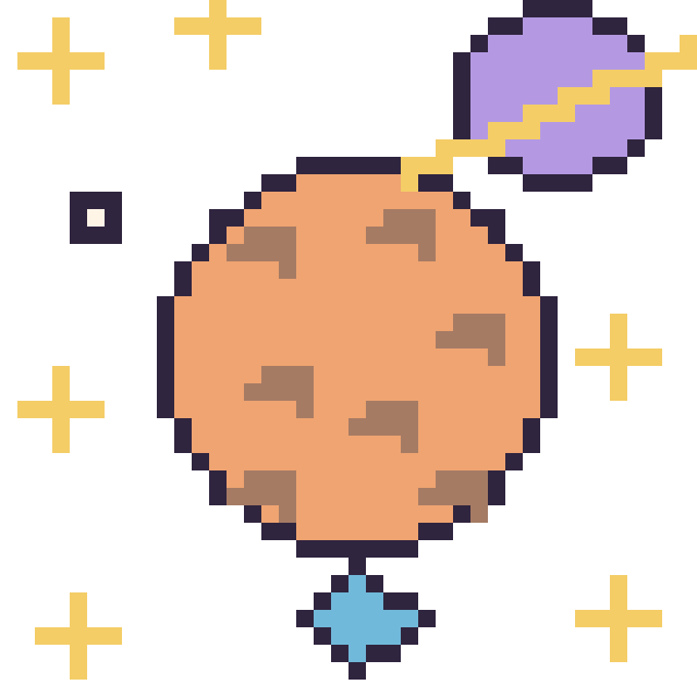 Modèle de pixel art Cookie dans l’espace sur une grille de 40 par 40 cases