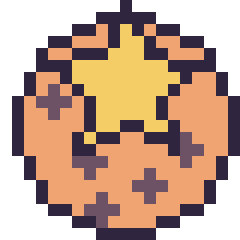 Pixel art Cookie avec une étoile, grille 20 × 20