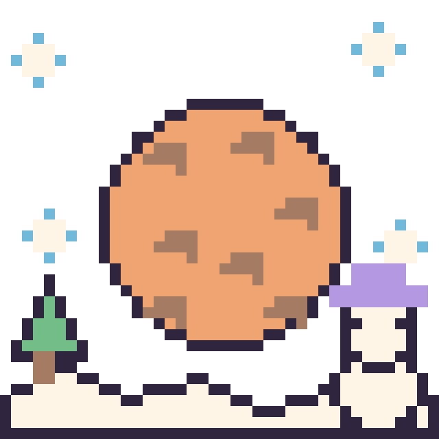 Modèle de pixel art Cookie en hiver sur une grille de 40 par 40 cases