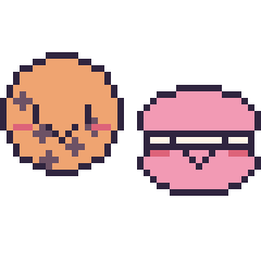 Pixel art Cookie kawaii et Macaron kawaii, grille 40 × 40