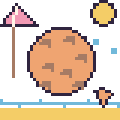Pixel art Cookie à la plage, grille 40 × 40