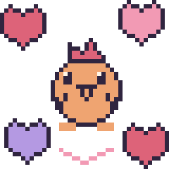 Pixel art Coq avec des cœurs, grille 40 × 40