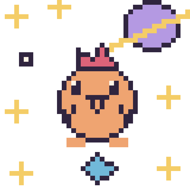 Modèle de pixel art Coq dans l’espace sur une grille de 40 par 40 cases