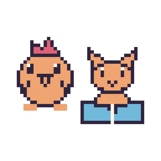 Modèle de pixel art Coq et Chat avec un livre sur une grille de 48 par 48 cases