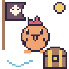 Pixel art Coq en aventure pirate, grille 40 × 40