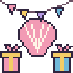 Pixel art Coquillage pour un anniversaire, grille 40 × 40