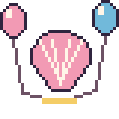 Pixel art Coquillage avec des ballons, grille 40 × 40