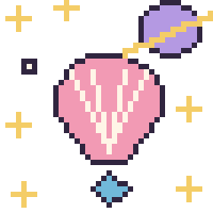 Pixel art Coquillage dans l’espace, grille 40 × 40