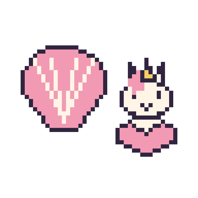 Modèle de pixel art Coquillage et Licorne avec un cœur sur une grille de 48 par 48 cases