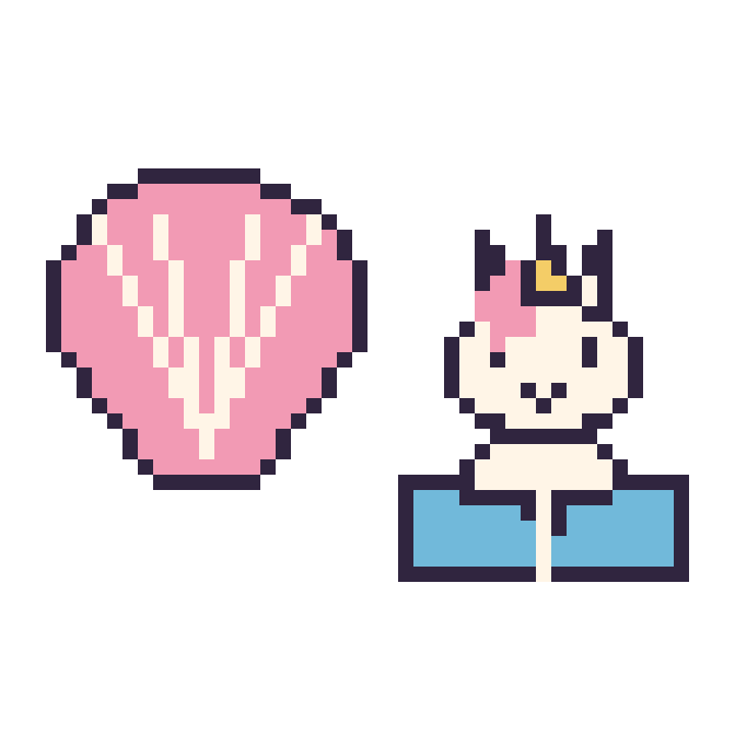 Modèle de pixel art Coquillage et Licorne avec un livre sur une grille de 48 par 48 cases