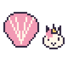 Pixel art Coquillage et Licorne en portrait, grille 40 × 40