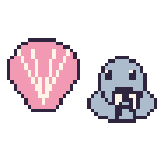 Pixel art Coquillage et Morse, grille 48 × 48