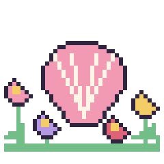 Pixel art Coquillage dans le jardin, grille 40 × 40