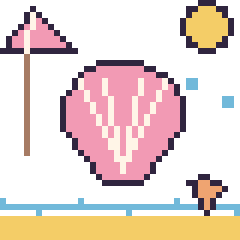 Pixel art Coquillage à la plage, grille 40 × 40