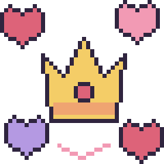 Pixel art Couronne avec des cœurs, grille 40 × 40