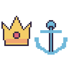Pixel art Couronne et Ancre, grille 48 × 48