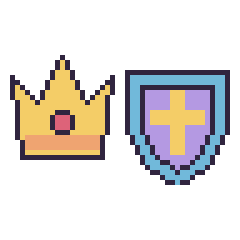 Pixel art Couronne et Bouclier, grille 48 × 48