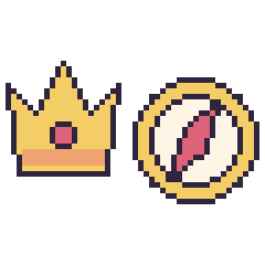 Pixel art Couronne et Boussole, grille 48 × 48