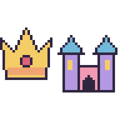 Pixel art Couronne et Château, grille 48 × 48