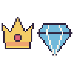 Pixel art Couronne et Diamant, grille 48 × 48