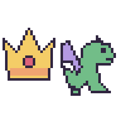 Pixel art Couronne et Dragon, grille 48 × 48