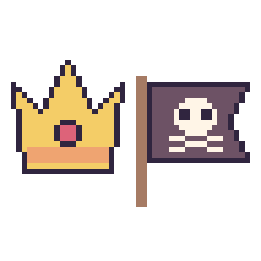 Pixel art Couronne et Drapeau pirate, grille 48 × 48