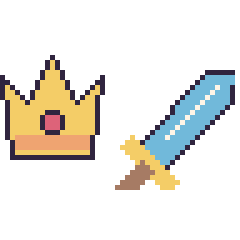 Pixel art Couronne et Épée, grille 48 × 48