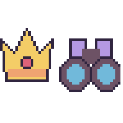 Pixel art Couronne et Jumelles, grille 48 × 48