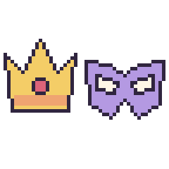 Pixel art Couronne et Masque de super-héros, grille 48 × 48