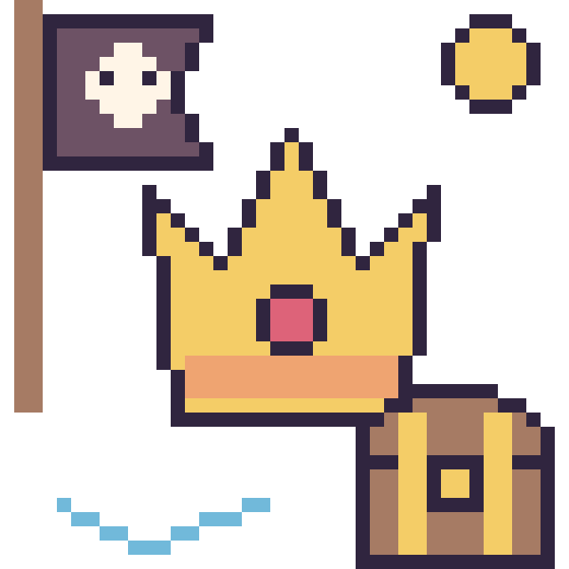 Modèle de pixel art Couronne en aventure pirate sur une grille de 40 par 40 cases