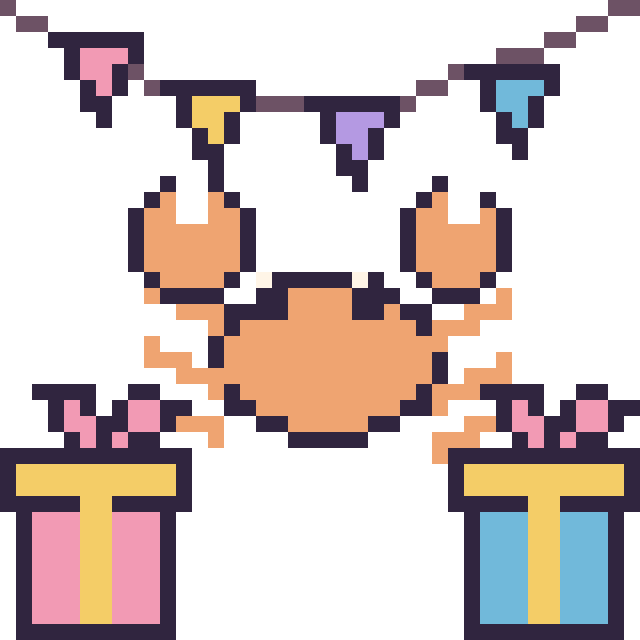Modèle de pixel art Crabe pour un anniversaire sur une grille de 40 par 40 cases