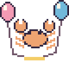 Pixel art Crabe avec des ballons, grille 40 × 40