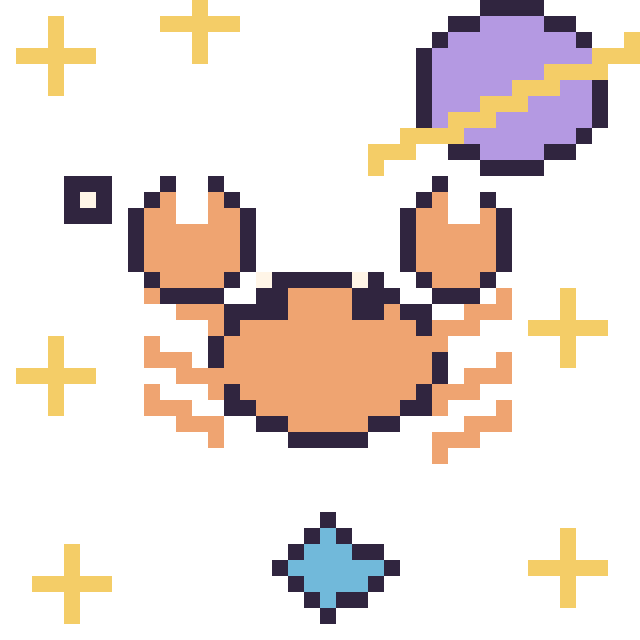 Modèle de pixel art Crabe dans l’espace sur une grille de 40 par 40 cases