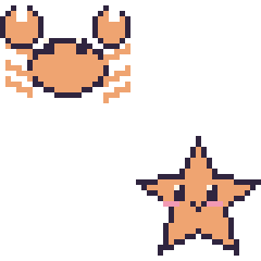 Pixel art Crabe et Étoile de mer, grille 48 × 48