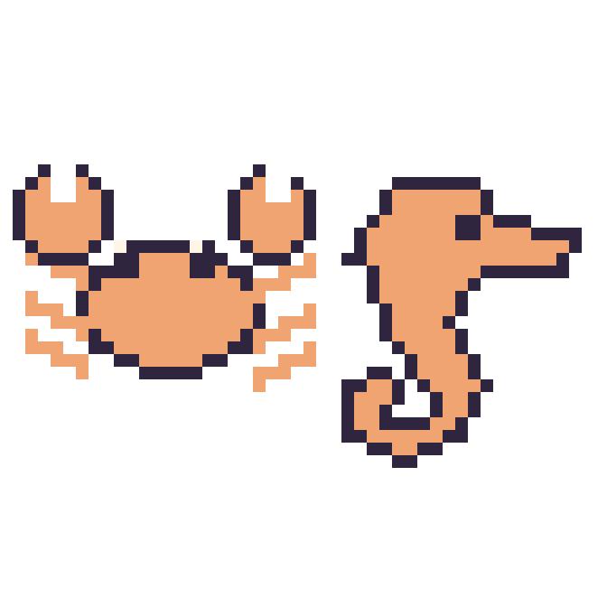 Modèle de pixel art Crabe et Hippocampe sur une grille de 48 par 48 cases