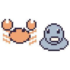Pixel art Crabe et Phoque, grille 48 × 48