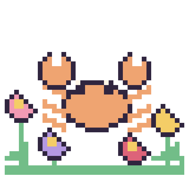 Modèle de pixel art Crabe dans le jardin sur une grille de 40 par 40 cases