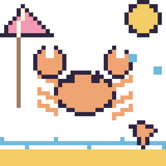 Modèle de pixel art Crabe à la plage sur une grille de 40 par 40 cases