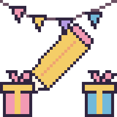 Pixel art Crayon pour un anniversaire, grille 40 × 40
