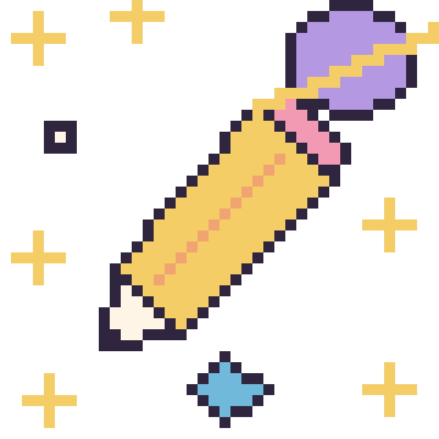 Modèle de pixel art Crayon dans l’espace sur une grille de 40 par 40 cases