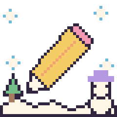 Pixel art Crayon en hiver, grille 40 × 40