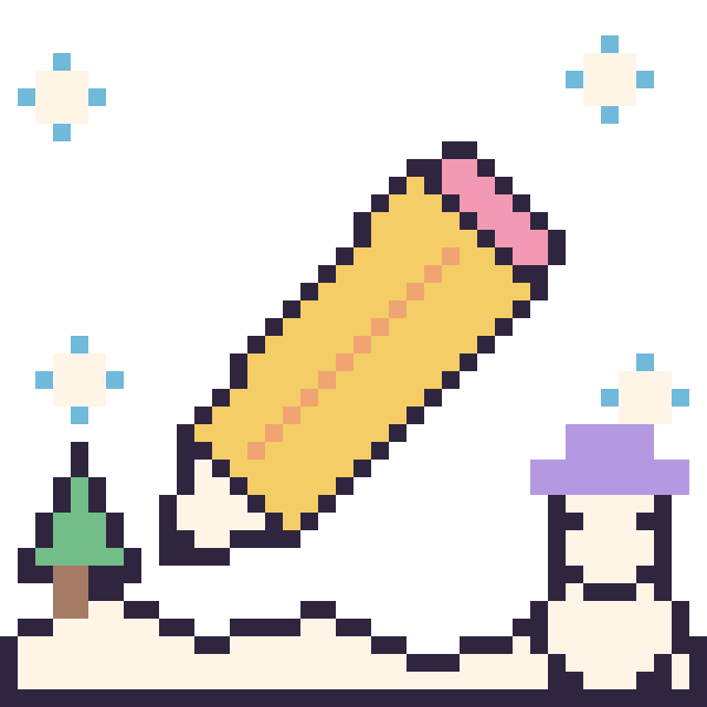 Modèle de pixel art Crayon en hiver sur une grille de 40 par 40 cases